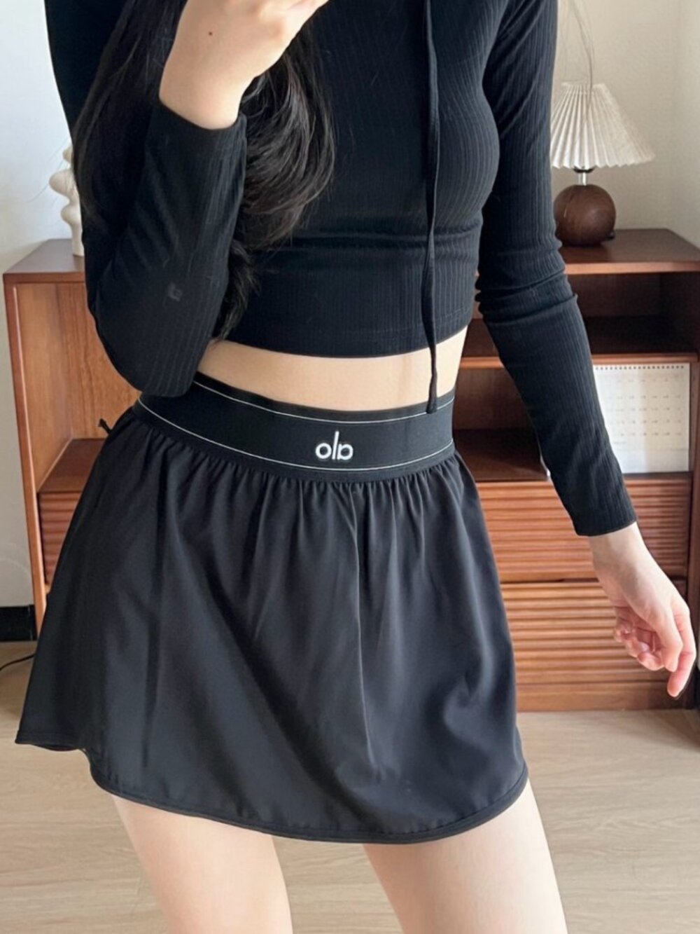 🏌️‍♀️🏌️‍♀️ALO Yoga Match Point Sporty Mini Skirt Versatile Black - Picture 6 of 8
